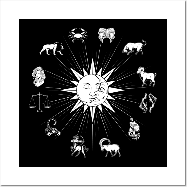 Sun and Moon - all zodiac signs Wall Art by Modern Medieval Design